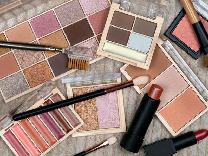 Selection of cosmetics and makeup