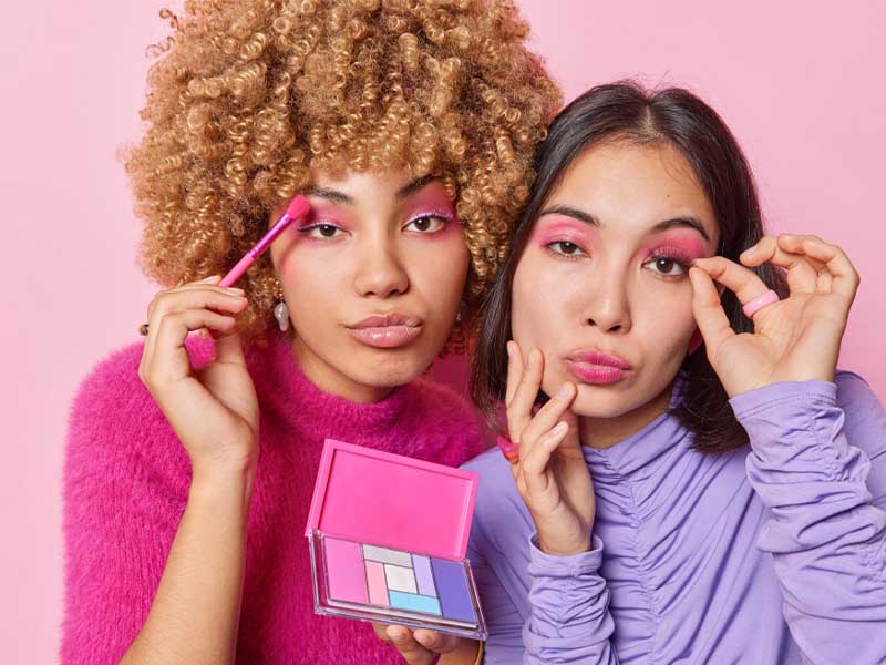 Women wearing makeup