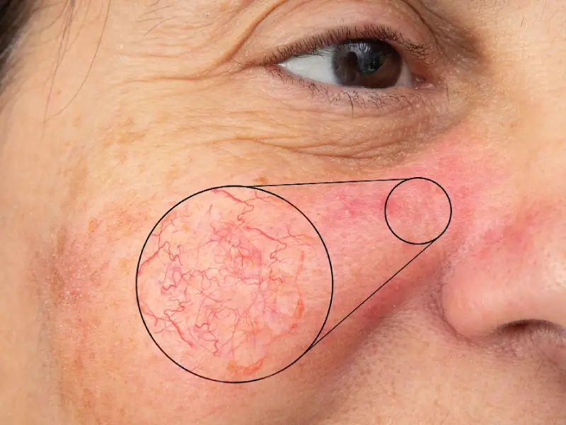 Rosacea symptoms visible blood vessels
